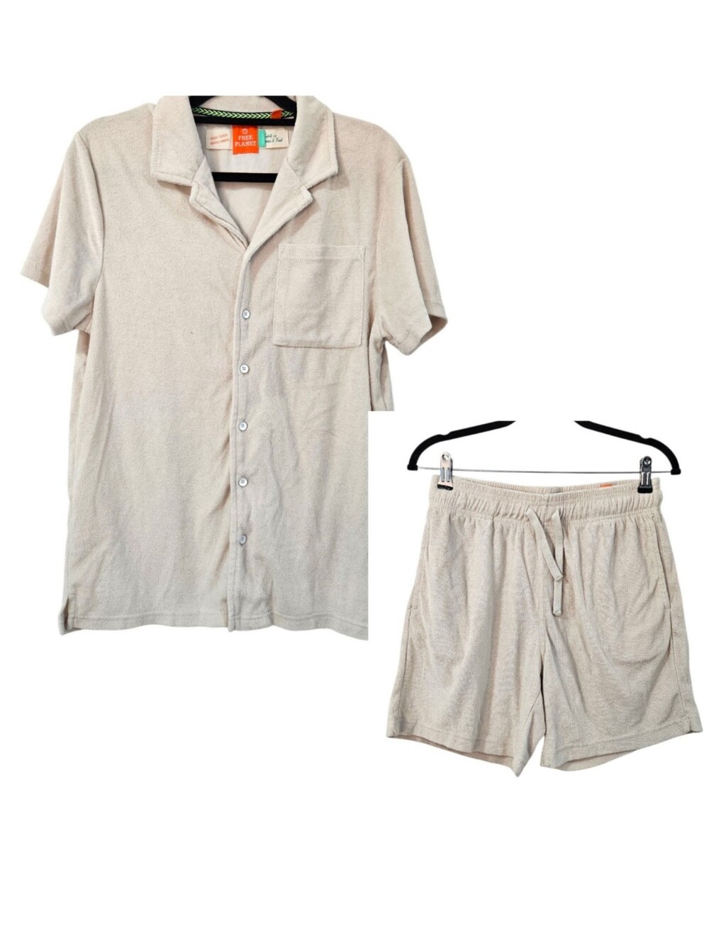 Free Planet 2-piece Pocket Patched Shirt & Drawstring Shorts Size S